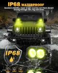 Auxbeam 4In 60W Amber Fog Lights, Amber Led Pods Super Bright Spot Beam Offroad Lights with Plug and Play Wiring Harness Kit for Truck SUV ATV UTV Jeep Wrangler Motorcycle