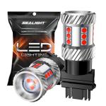SEALIGHT 3157 LED Bulb Brake Light, Brake Bulbs 600% Brighter 6000K 1800LM Super Bright 3056 3057 3156 LED Bulbs with HD Projector Len, Tail Brake Stop Lights Taillights for Cars, Brilliant Red 2PCS