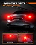 SEALIGHT 3157 LED Bulb Brake Light, Brake Bulbs 600% Brighter 6000K 1800LM Super Bright 3056 3057 3156 LED Bulbs with HD Projector Len, Tail Brake Stop Lights Taillights for Cars, Brilliant Red 2PCS
