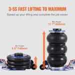 VEVOR Air Jack, 3 Ton/6600 lbs Triple Bag Air Jack, Airbag Jack with Six Steel Pipes, Lift up to 17.7", 3-5 s Fast Lifting Pneumatic Jack, with Adjustable Long Handles for Cars