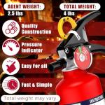 Ougist 3 Pieces Fire Extinguisher Kit for Home Kitchen and Car – Includes 2.5 lb ABC Dry Powder Fire Extinguisher with Quick-Release Handle, Emergency Smoke Hood and Fire Blanket