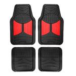 FH Group Full Set Trimmable Rubber Floor Mats, Monster Eyes (Red) - Universal Fit for Cars Trucks and SUVs