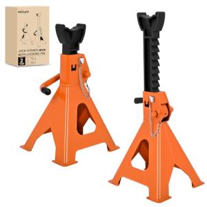 Nilight 2 Ton Jack Stands, Double Locking Heavy Duty Steel 4,400 lbs Capacity, Adjustable 10.6"-16.2" Height for SUV Sedan Pickup Light Truck, 2 Pack