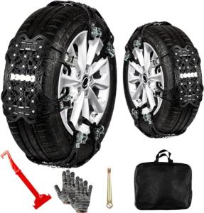 ZONETECH Tire Snow Chains 12-Pack All Season Black Upgraded Premium Quality Strong and Durable Anti-Skid Car,SUV, Pick Up and Truck for Emergency and Travel