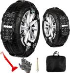 ZONETECH Tire Snow Chains 12-Pack All Season Black Upgraded Premium Quality Strong and Durable Anti-Skid Car,SUV, Pick Up and Truck for Emergency and Travel