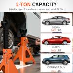 Nilight 2 Ton Jack Stands, Double Locking Heavy Duty Steel 4,400 lbs Capacity, Adjustable 10.6"-16.2" Height for SUV Sedan Pickup Light Truck, 2 Pack