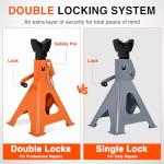 Nilight 2 Ton Jack Stands, Double Locking Heavy Duty Steel 4,400 lbs Capacity, Adjustable 10.6"-16.2" Height for SUV Sedan Pickup Light Truck, 2 Pack