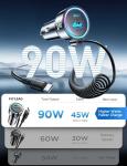 60W USB-C Fast Car Charger with Coiled Cable