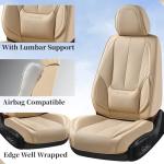 Coverado Car Seat Covers Full Set, Car Seat Protector Waterproof, Nappa Leather Car Seat Cushion, Beige Seat Covers for Cars, Front Seats and Back Universal Fit for Most Cars