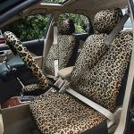 AUTOFAN Leopard Car Seat Covers Full Set with Steering Wheel Cover 2 Seat Belt Pads, Cheetah Print Seat Covers for Cars for Women,Airbag Compatible,Universal Fits for Cars,SUV,Truck