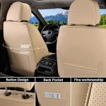 Coverado Car Seat Covers Full Set, Car Seat Protector Waterproof, Nappa Leather Car Seat Cushion, Beige Seat Covers for Cars, Front Seats and Back Universal Fit for Most Cars