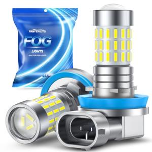 Marsauto H11 H8 LED Fog Light Bulbs or DRL, 10,000 Lumens 6000K White, 48 Chips Fog Lights, H11 Led Bulb 1:1 Mini Size H11/H8/H16 Led Fog Lights, 360° Full Illumination(Pack of 2)