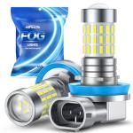 Marsauto H11 H8 LED Fog Light Bulbs or DRL, 10,000 Lumens 6000K White, 48 Chips Fog Lights, H11 Led Bulb 1:1 Mini Size H11/H8/H16 Led Fog Lights, 360° Full Illumination(Pack of 2)