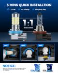 Marsauto H11 H8 LED Fog Light Bulbs or DRL, 10,000 Lumens 6000K White, 48 Chips Fog Lights, H11 Led Bulb 1:1 Mini Size H11/H8/H16 Led Fog Lights, 360° Full Illumination(Pack of 2)