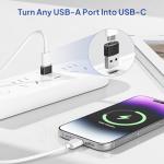 USB to USB-C Adapter 4 Pack for Car Charging