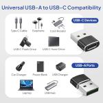 USB to USB-C Adapter 4 Pack for Car Charging