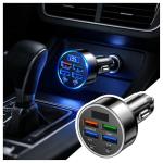 6 Ports Car Cigarette Lighter Adapter,Upgraded Car Cigarette Lighter USB Charger with Super/PD/3.1A/QC3.0 as Vehicle Electronics,24V/12V Cars Charger Adapter with LED Voltage Display