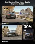 2-Channel Dash Cam with 24H Parking Monitor, 4K+2K Front and Rear, Built-in GPS, Night Vision, G-Sensor, WDR, 170° Wide Angle, 5.8G Wi-Fi, Dark Black