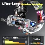 4K+2K+2K 3 Channel Dash Cam Front and Rear, 128GB Card Included, Dash Camera for Cars 5.8G/2.4G Dual Wifi, Built-in GPS, Night Vision, WDR, 170°Wide Angle, G-Sensor Emergency Lock, 24H Parking Monitor
