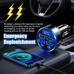 6 Ports Car Cigarette Lighter Adapter,Upgraded Car Cigarette Lighter USB Charger with Super/PD/3.1A/QC3.0 as Vehicle Electronics,24V/12V Cars Charger Adapter with LED Voltage Display