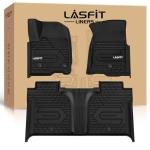 LASFIT Floor Mats 2019-2026 for Chevy Silverado/GMC Sierra 1500, 2020-2026 2500 HD/3500 HD, Crew Cab Only(Fit with Rear Under-Seat Storage, But Not Fit 2nd Row Plastic Storage) All Weather TPE Mats