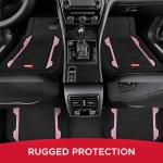 Rubbermaid Car Floor Mat, Heavy Duty All-Weather Car Mats Full Set with Dual-Tone Pink Aluminum Inserts – Universal Fit, Anti-Slip Backing, Trim-to-Fit for Most SUV, Sedan, Van