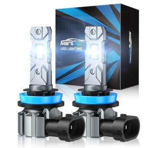 Marsauto H11/H8/H9 Bulbs, 30000LM Super Bright, 1:1 MINI Design H11 Bulbs, 3 MIN Plug and Play, Non-Polarity Fog Light, 60000+ HRS Ligespan, IP68, Pack of 2