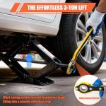 nkpyln 3 Ton (6610 Lbs) Car Jack, Universal Heavy Duty Scissor Jack, Professional Spare Tire Changing Kit with Lug Wrench, Portable Car Emergency Lift Jack Kit for Car, SUV, Sedan, Crossover