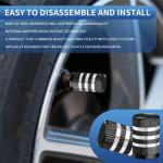 Metal Valve Stem Caps, 4 Piece Aluminum Alloy Wheel Car Tire Air Valve Caps Cover, Anti-Rust,Anti-Dirty,Waterproof (Black)