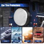 Tuxihapp 4PCS Car Tire Covers Set, Waterproof RV SUV Trailer Spare Tire Storage Bag with Handle, Portable Anti-UV Sun Snow Rain Wheel Cover, Dustproof Wheel Protector for 13-18 Inch Tires Diameter (S)