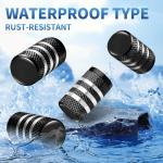 Metal Valve Stem Caps, 4 Piece Aluminum Alloy Wheel Car Tire Air Valve Caps Cover, Anti-Rust,Anti-Dirty,Waterproof (Black)