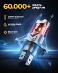 ZonCar H4 LED Bulbs - Ultra-Bright White, 60000LM