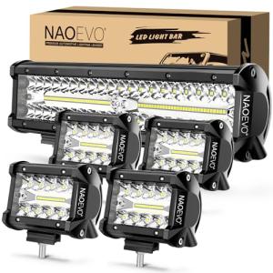NAOEVO 12" LED Light Bar with 4 Pod Lights