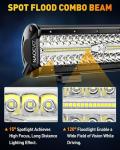 NAOEVO 12" LED Light Bar with 4 Pod Lights
