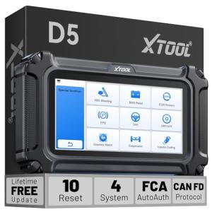XTOOL D5 Car Code Reader and Reset Tool, Engine ABS SRS Transmission Car Diagnostic Tool with EPB Service, ABS Bleed, Throttle Relearn, Clear Check Engine Light Code Reader with 10 Resets, Free Update