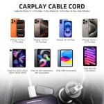 AHDFWI Carplay Cable Cord Compatible with iPhone 16 17 USB A to USB C Cable for 17 Air/17 16 15 Pro Max ，Plus, Pro 12.9/11, 10th Gen, Air 5th/ 4th,Mini 6th Charger Car Charging Cable White