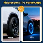 20 Pcs Glow in The Dark Tire Valve Caps Fluorescent Tire Valve Stem Caps, Cool Car Present for Universal Decoration Accessories for Car SUV Bicycle Motorcycles Trucks (Blue)