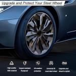 Hubcaps Wheel Covers Replacement R15 Size Hub Caps Universal-Fit Steel Wheel ABS Rims Cover Tire Cap for Car Sedan SUV Truck Van -Set of 4 （15-inch，Black）