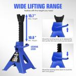 DNA Motoring 1 Pair Jack Stands, 3 Ton (6600 lbs) Capacity Car Lifting Stand, Adjustable Height Car Jack Stands for Cars, Sedans, Small Vehicles, SUV, TOOLS-00682-BL