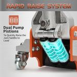 TONDA Low Profile Floor Jack, 2 Ton Aluminum and Steel Hydraulic Car Jack with Dual Pump System, Rapid Lift, Orange