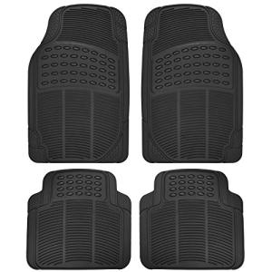 Heavy Duty 4pc Front & Rear Rubber Floor Mats for Car SUV Van & Truck - All Weather Protection Universal Fit
