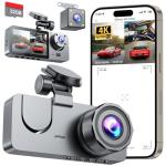 Dash Cam Front and Rear Inside 3 Channel, 4K Full UHD Dash Camera for Cars Built-in 32GB Card with IR Night Vision, 24 Hours Recording, Loop Recording, G-Sensor (Black)