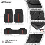 CAR PASS Rubber Floor Mats for Cars, Car Mats Full Sets DeepDish,Universal S~L Size Trim-to Fit Automotive Floor Mat for Truck Van SUV, Heavy Duty Waterproof All-Weather Floor liners Durable Black Red
