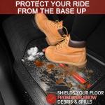 CAR PASS Rubber Floor Mats for Cars, Car Mats Full Sets DeepDish,Universal S~L Size Trim-to Fit Automotive Floor Mat for Truck Van SUV, Heavy Duty Waterproof All-Weather Floor liners Durable Black Red