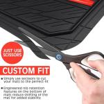 CAR PASS Rubber Floor Mats for Cars, Car Mats Full Sets DeepDish,Universal S~L Size Trim-to Fit Automotive Floor Mat for Truck Van SUV, Heavy Duty Waterproof All-Weather Floor liners Durable Black Red