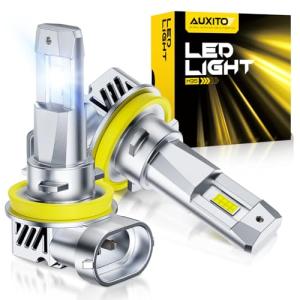 AUXITO H11 LED Bulbs H8 H9 Hi/Low Beam 50,000LM 900% Super Bright, 6500K Cool White, Plug & Play for Car SUV Truck 3 Min Install, Pack of 2