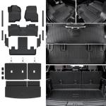 JOULARISE Floor Mats Cargo Mat for 2018-2024 Ford Expedition 7 Seats Captain Chairs(Not for Max Model), All Weather TPE Cargo Liner Backrest Mats Door Sill Protectors Car Accessories (Floor Mats Set)