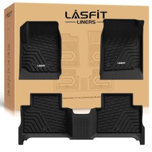 LASFIT Floor Mats for Chevrolet Chevy Colorado/GMC Canyon 2015-2022 (Only Crew Cab), All Weather TPE Custom Fit Automotive Floor Mats for Cars, 1st and 2nd Row Car Floor Mats Full Set, 3 PCS, Black