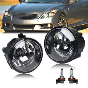 BOGYL 2PCS Fog Lights Assembly Compatible with Infiniti G37 Sedan 2010-2013 & Rogue/Quest/Murano/Juke/Cube 2009-2015 - Replacement Housing with Clear Lens (Fits FX35/FX37/QX70/QX56)