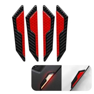 Hugwits 4 PCS Car Door Edge Guard Stickers, Door Safety Reflective Protection Anti-Collision Strips, Car Side Edge Scratch Protectors, Universal for Most Cars (Reflective Red)
